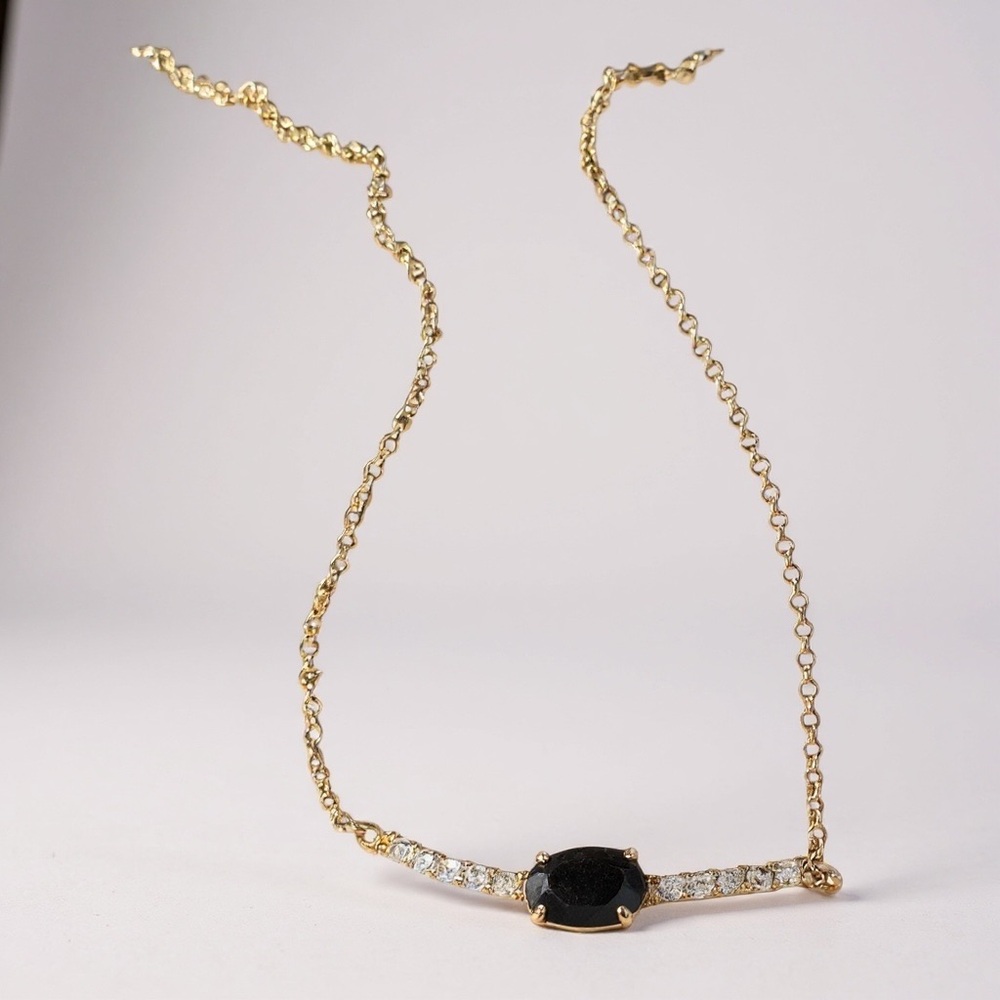 Black onyx and Rose gold Necklace